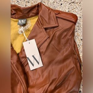 Worthington Faux Leather Sleeveless Wrap Dress size x-small